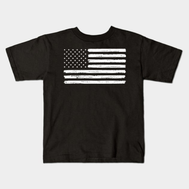 USA flag white color Kids T-Shirt by Cute Tees Kawaii